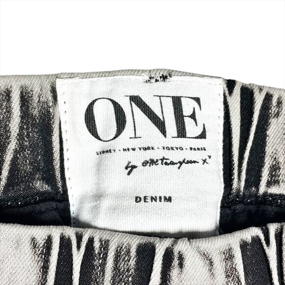 ONE by ONE TEASPOON Harley Killers Drop Crotch Leather Pocket Crop Jeans Size 24 - Picture 9 of 10